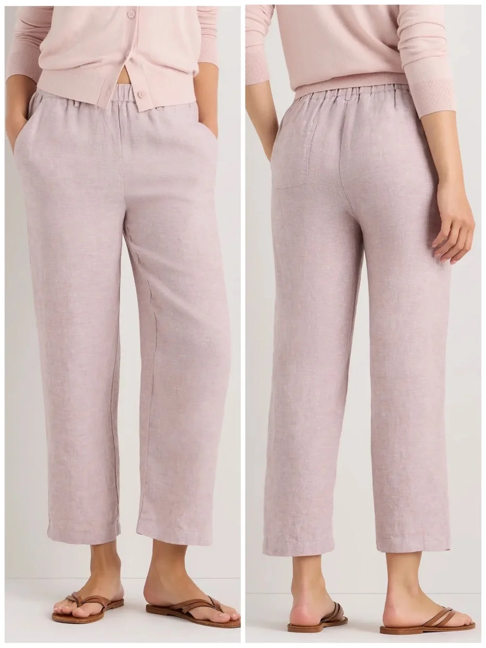 Quince 100% European Linen Pants Vintage Pink Chambray Medium